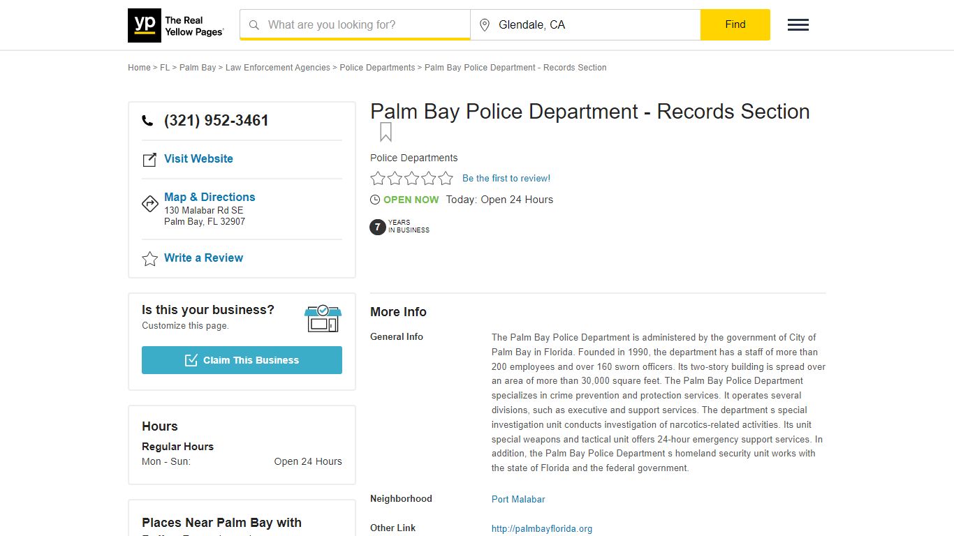 Palm Bay Police Department - Records Section in Palm Bay , FL